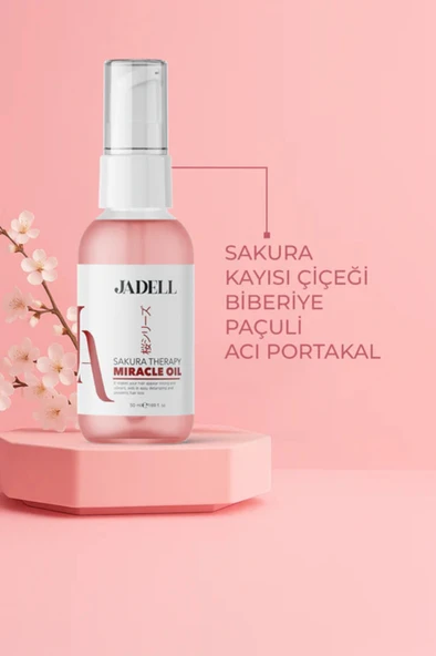 JADELL Sakura Therapy Miracle Oil Yenileyici Canlandırıcı Nemlendirici Besleyici Saç Bakım yağı 50 ml - 2