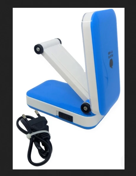 MAVİ RENK PORTATİF KATLANABİLİR ŞARJLI MASA LAMBASI TAŞINABİLİR KAMP LAMBASI KİTAP OKUMA LAMBASI - Resim 4