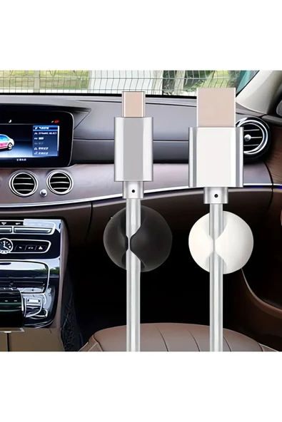 10 Adet Yapışkanlı Kablo Düzenleyici Kablo Tutucu Klips Kablo Sabitleme Siyah Beyaz Renk - Resim 6