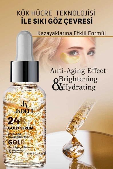 JADELL 24k Altın Göz ve Yüz Çevresi Doğal Vegan Botoks Etkili Yaşlanma Karşıtı Bakım Serumu 30 ml - 3