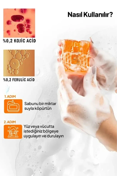 JADELL Kojik ve Ferulik Asit Özlü Aydınlatıcı Besleyici Nemlendirici Cilt Tonu Eşitleyici Leke Ve Kararma Karşıtı Sabun 100 GR - 4