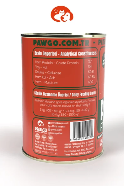 Pawgo Ocean Prime | Balıklı | 400g X 12 | Parça Etli | Kedi Yaş Mama - 7