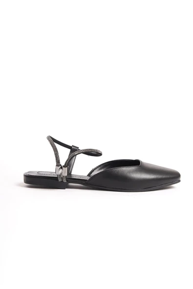 JET-CAROLINE Lastikli Ortopedik Rahat Taban Bilekten Taş Detaylı Kadın Babet Ayakkabı  CST - Siyah - Resim 6