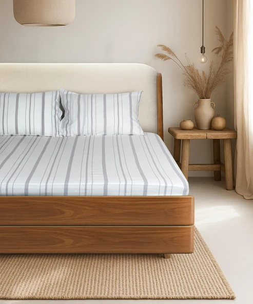 Cotton Collection Tek Kişilik Çizgili Çarşaf Seti Solinea ürün görseli