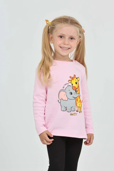 Toontoy Kız Çocuk Zürafa Fil Baskılı Sweatshirt - Resim 11