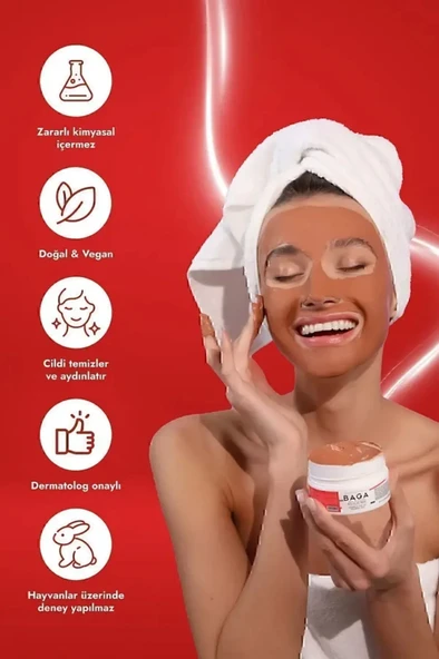 BAGA Kırmızı Kil Maskesi Gözenek Temizleyici Sebum Dengesi Sağlayıcı Maske 100 Ml - 5