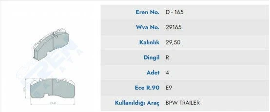 DISK BALATA MERCEDES ATEGO CENTIKLI YAYLI / BPW 29165 ürün görseli