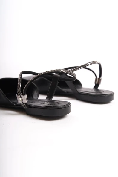 JET-CAROLINE Lastikli Ortopedik Rahat Taban Bilekten Taş Detaylı Kadın Babet Ayakkabı  CST - Siyah - Resim 5