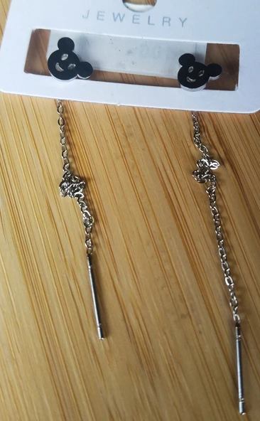 Monalisa Home Gümüş Renk Metalik Figürlü Sallantılı Küpe