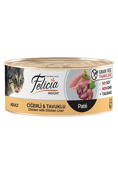 Tahılsız Ciğerli Tavuklu Kıyılmış Yetişkin Konserve Kedi Maması 85 Gr