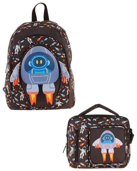 Kaukko Bright 3D Roket Desenli 2li Okul Çanta Seti ürün görseli