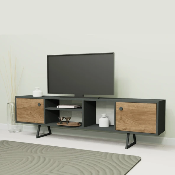 Lagomood Sally Tv Ünitesi Antrasit Ceviz - Resim 2