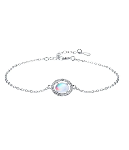 925 Ayar Özel Kesim Oval Aytaşı Kadın Gümüş Bileklik ürün görseli