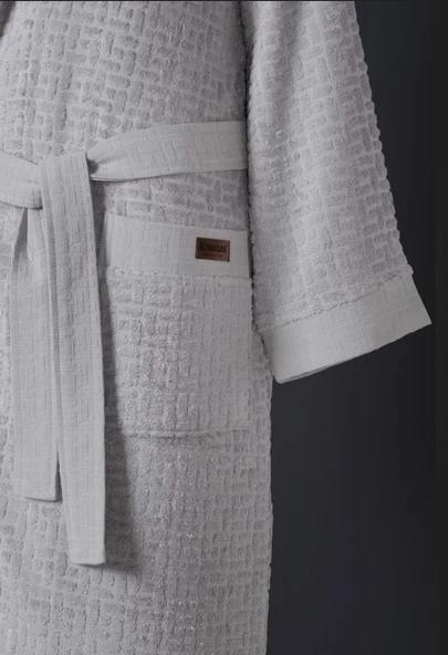 Altınbaşak Bambu Bornoz Seti Lisse Coin İvory - Resim 4