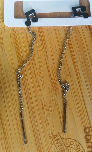 Monalisa Home Gümüş Renk Metalik Figürlü Sallantılı Küpe