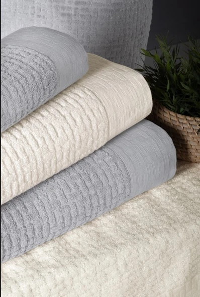 Altınbaşak Bambu Bornoz Seti Lisse Coin İvory - Resim 3