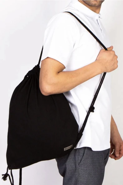 Hapshoe Look Siyah 35x40 cm Unisex Ham Bez Büzgülü Ayakkabı Terlik Çantası - 7