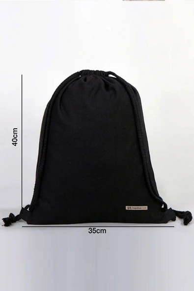 Hapshoe Look Siyah 35x40 cm Unisex Ham Bez Büzgülü Ayakkabı Terlik Çantası - 4