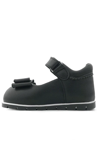 Rakerplus Siyah Mat Fiyonklu Kız Bebek Babet Ayakkabı - Resim 5