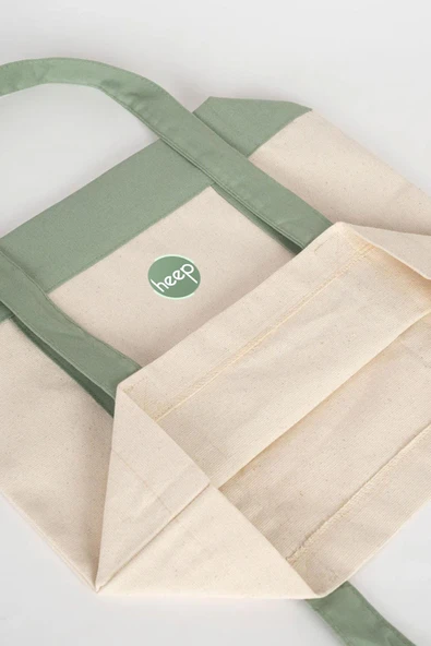 Heep Mint Yeşili Cepli Kanvas Tote Çanta - Resim 3