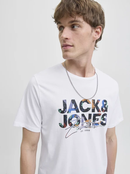 JACK JONES Erkek Renkli Yazı Baskılı Tişört 12278523 - 7