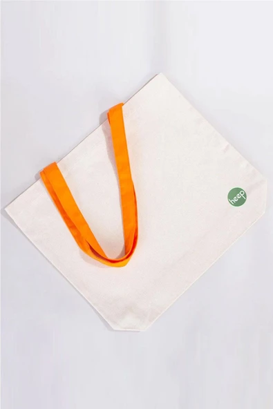 Heep Turuncu Saplı Büyük Bez Tote Çanta - 5