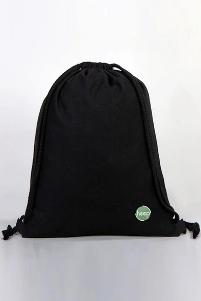 Heep Siyah 35x40 cm Unisex Ham Bez Büzgülü Sırt Ayakkabı Çantası - Resim 3