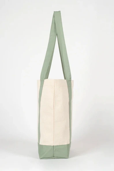 Heep Mint Yeşili Cepli Kanvas Tote Çanta - Resim 5