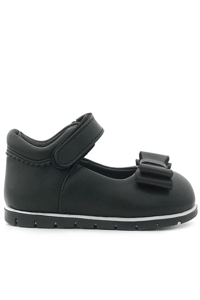 Rakerplus Siyah Mat Fiyonklu Kız Bebek Babet Ayakkabı - Resim 3