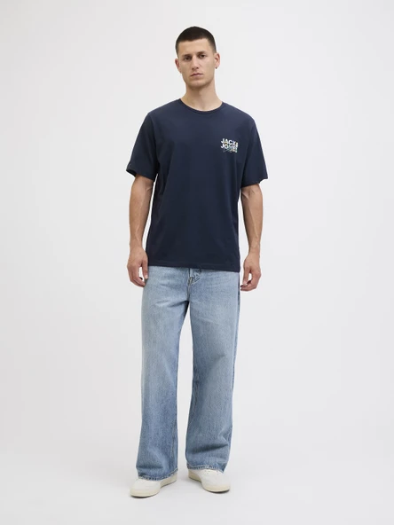 JACK JONES Erkek Renkli Yazı Baskılı Tişört 12278523 - Resim 4