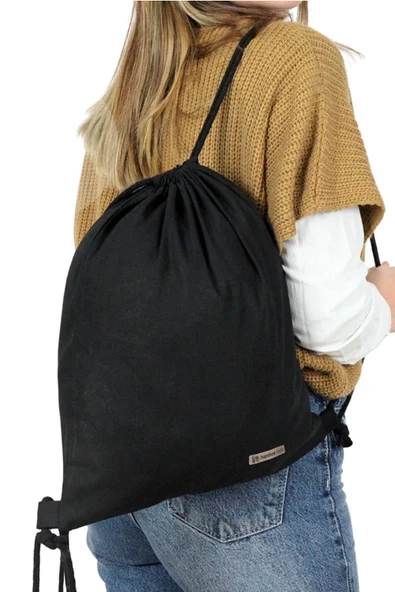 Hapshoe Look Siyah 35x40 cm Unisex Ham Bez Büzgülü Ayakkabı Terlik Çantası - 9