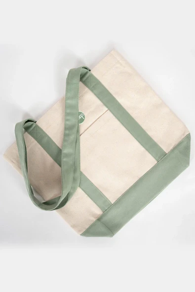 Heep Mint Yeşili Cepli Kanvas Tote Çanta - Resim 7