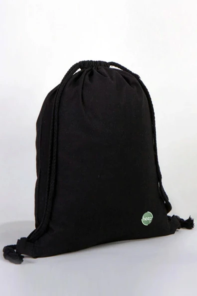 Heep Siyah 35x40 cm Unisex Ham Bez Büzgülü Sırt Ayakkabı Çantası ürün görseli