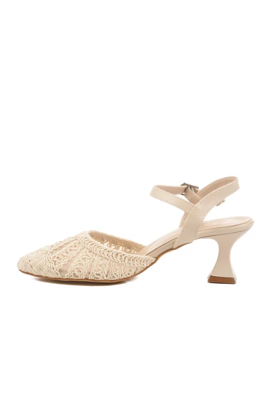 Pierre Cardin Krem Triko Kadın Topuklu Ayakkabı - Resim 2