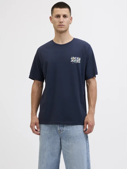JACK JONES Erkek Renkli Yazı Baskılı Tişört 12278523 - Resim 2