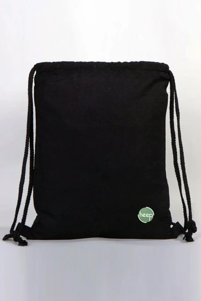 Heep Siyah 35x40 cm Unisex Ham Bez Büzgülü Sırt Ayakkabı Çantası - Resim 2