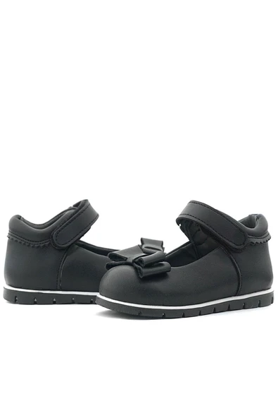 Rakerplus Siyah Mat Fiyonklu Kız Bebek Babet Ayakkabı - Resim 8