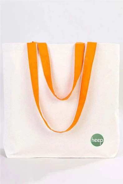 Heep Turuncu Saplı Büyük Bez Tote Çanta - 3