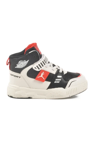 Cool Siyah Kırmızı Cırtlı Erkek Çocuk Hi Sneaker