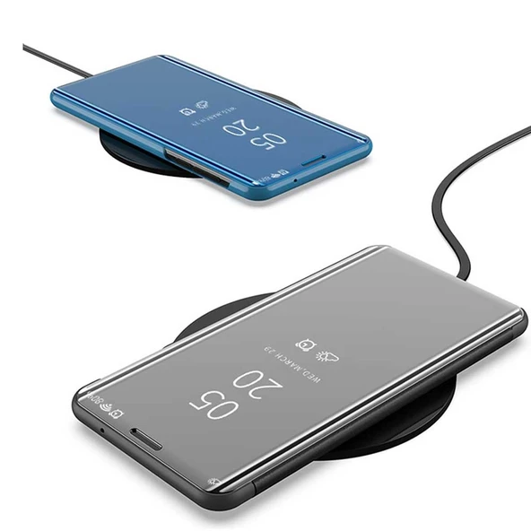 Samsung Galaxy S20 Uyumlu Aynalı Kapaklı Lüx Kılıf Siyah - Resim 6