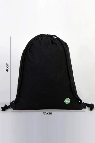 Heep Siyah 35x40 cm Unisex Ham Bez Büzgülü Sırt Ayakkabı Çantası - Resim 4