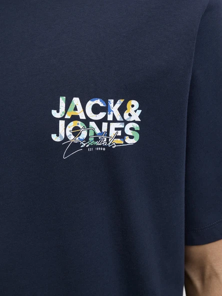 JACK JONES Erkek Renkli Yazı Baskılı Tişört 12278523 - Resim 6