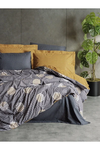 Modern Çift Kişilik Nevresim Takımı Strew Gri ürün görseli