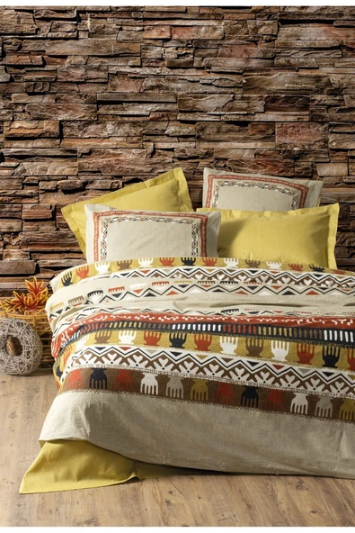 Ethnic Çift Kişilik Nevresim Takımı Magnus Hardal ürün görseli