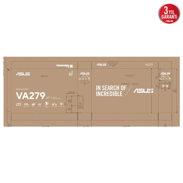 ASUS VA279QGS 27 IPS 1920x1080 1ms 120Hz 350cd DP HDMI VGA USB Hoparlör VESA 3YIL FLICKER-FREE ÇERÇEVESIZ DÜSÜK MAVI ISIK PIVOT MONITÖR - Resim 3
