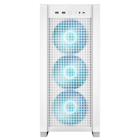 ASUS TUF GAMING GT302 TG ARGB MAKSIMUM SOGUTMA SÖK TAK ÜST VE YAN PANELLER GIZLENMIS ANAKART BAGLANTI DESTEGI 4 ADET 140 X 28 MM FAN E ATX 12x10.9 ATX Micro-ATX Mini-ITX - BEYAZ KASA - 2