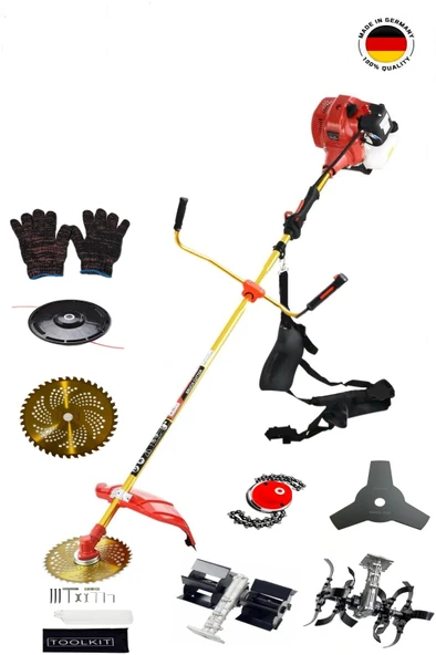 roys Raider Model Alman Benzinli Yan Tırpan Ot Biçme Toprak Çapalama Makinesi 2 ADET AKREP VE PALETLİ ürün görseli 1