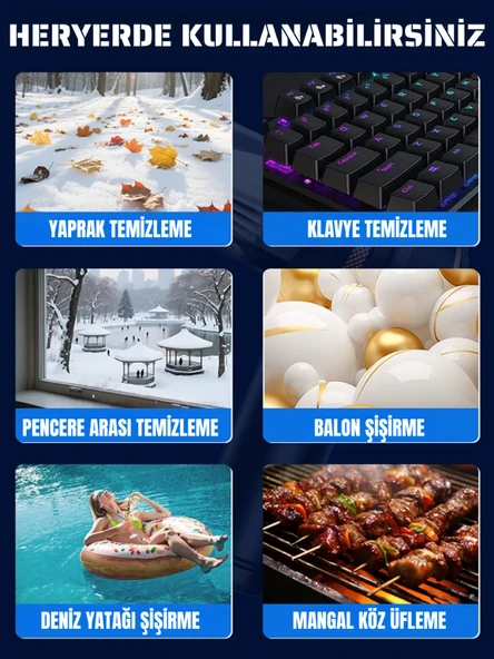 Şarjlı Araç Süpürgesi 16000 Pa Güçlü Emiş Üfleme ve Çekme,9 Başlıklı, Ev ve Araba - Resim 3