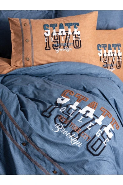 Mood Nakışlı Ranforce Çift Kişilik Nevresim Takımı State Tarçın - Resim 2