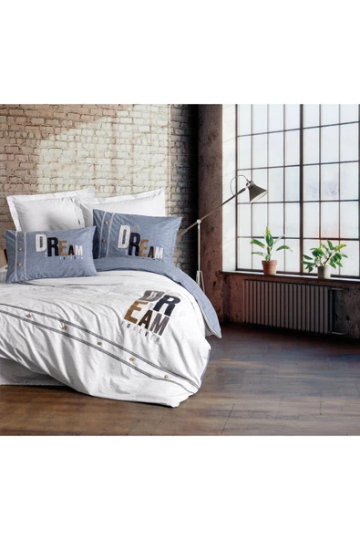 Mood Nakışlı Ranforce Çift Kişilik Nevresim Takımı Forever Gri ürün görseli